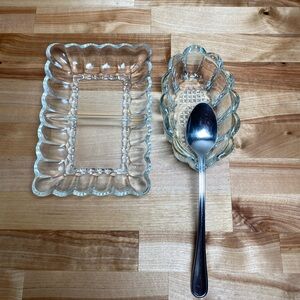 Heavy scalloped Glass  Dish Set
